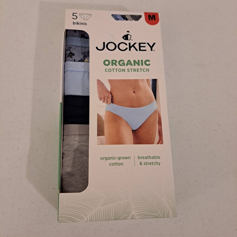 Jockey Womens Underwear M Blue NWT 5Pk Organic Cotton Bikini 1843-196